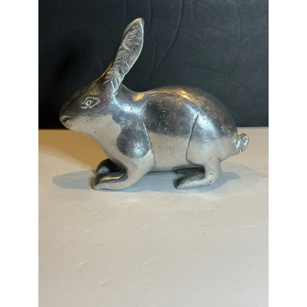 Vintage Pewter Rabbit Bunny Figurine Statue 6